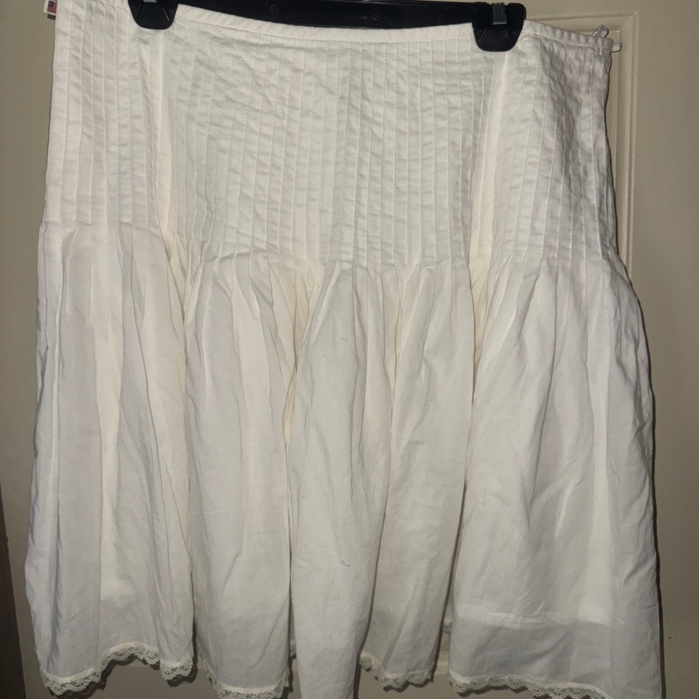 Ralph Lauren Polo White Smocked Bubble Midi Skirt